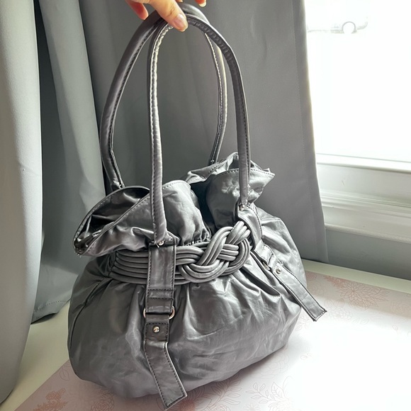 Handbags - Braided Gray Cauldron Tote Bag